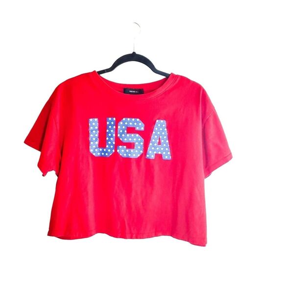 Forever 21 Womens Top 4th of July  USA Cropped Plus Size  2X - Picture 1 of 6